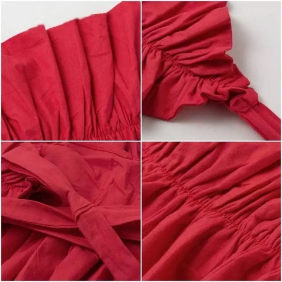 CLEARANCE Red Pleated Cropped Strapless Open Back Tube Top - Picture 3 of 3